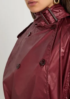 Lavallière double-breasted nylon trench coat
