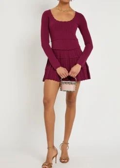 Lavender pointelle-knit mini dress