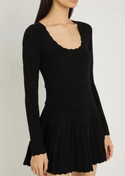 Lavender pointelle knit mini dress