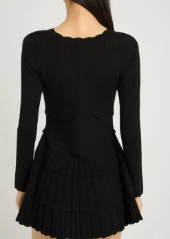 Lavender pointelle knit mini dress
