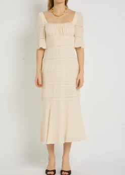 Laverna lace-trim chiffon midi dress
