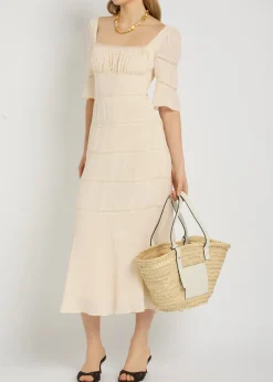 Laverna lace-trim chiffon midi dress
