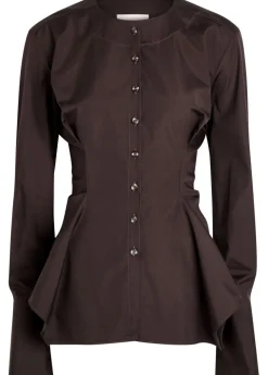 Lavinia darted cotton-poplin shirt