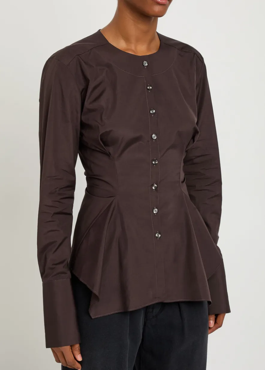 Lavinia darted cotton-poplin shirt