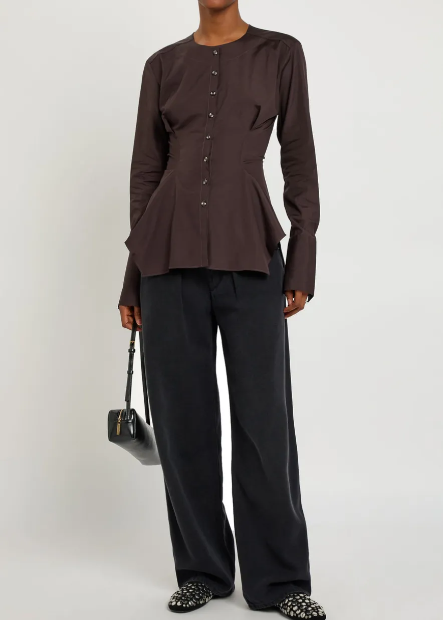 Lavinia darted cotton-poplin shirt