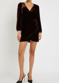 Lawry draped velour mini dress