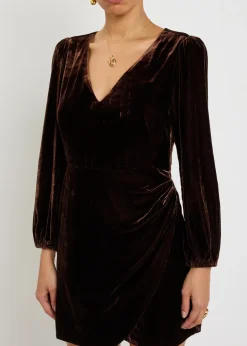 Lawry draped velour mini dress