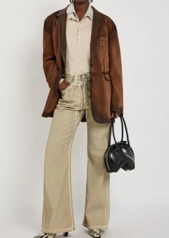 Layered-effect silk and wool-blend polo top