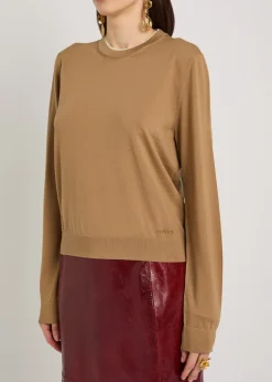 Layered-neck wool-blend jumper