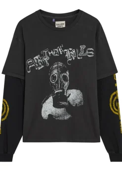 Layered printed cotton T-shirt