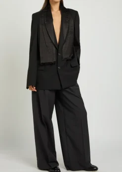 Layered silk and wool blazer