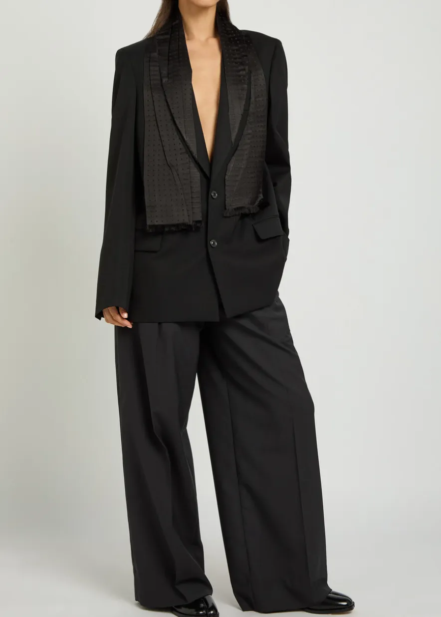Layered silk and wool blazer