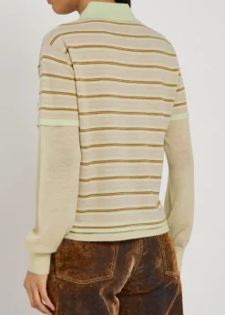 Layered striped cashmere rugby jumper