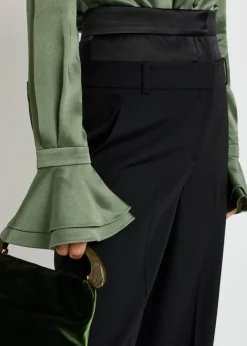 Layered wide-leg silk-blend and wool trousers