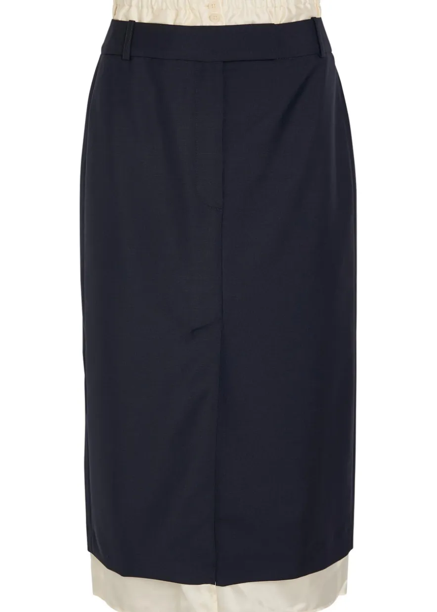 Layered wool midi skirt