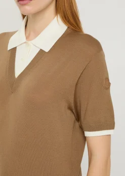 Layered wool polo top