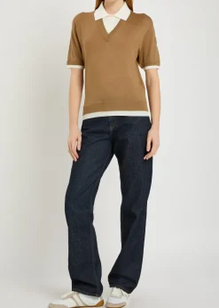 Layered wool polo top