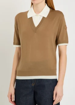 Layered wool polo top