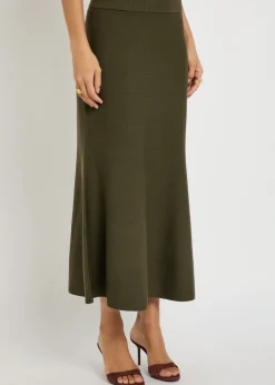 Layne ribbed merino wool midi skirt