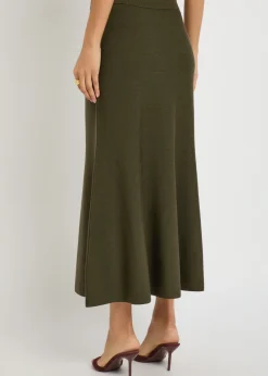 Layne ribbed merino wool midi skirt