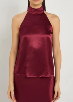 Leah halterneck satin top