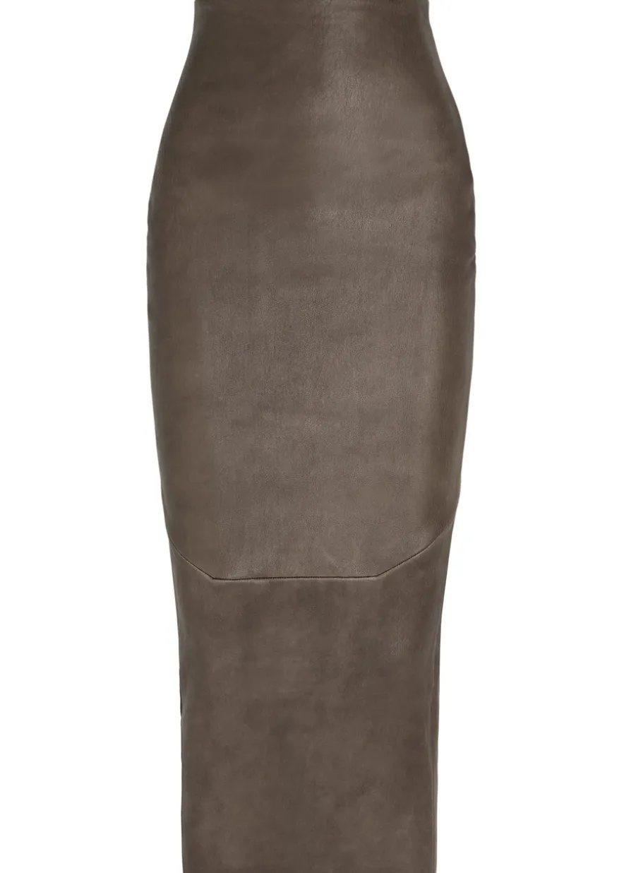 Leather-blend midi skirt