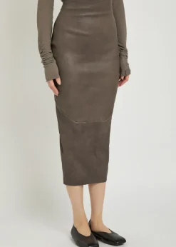 Leather-blend midi skirt