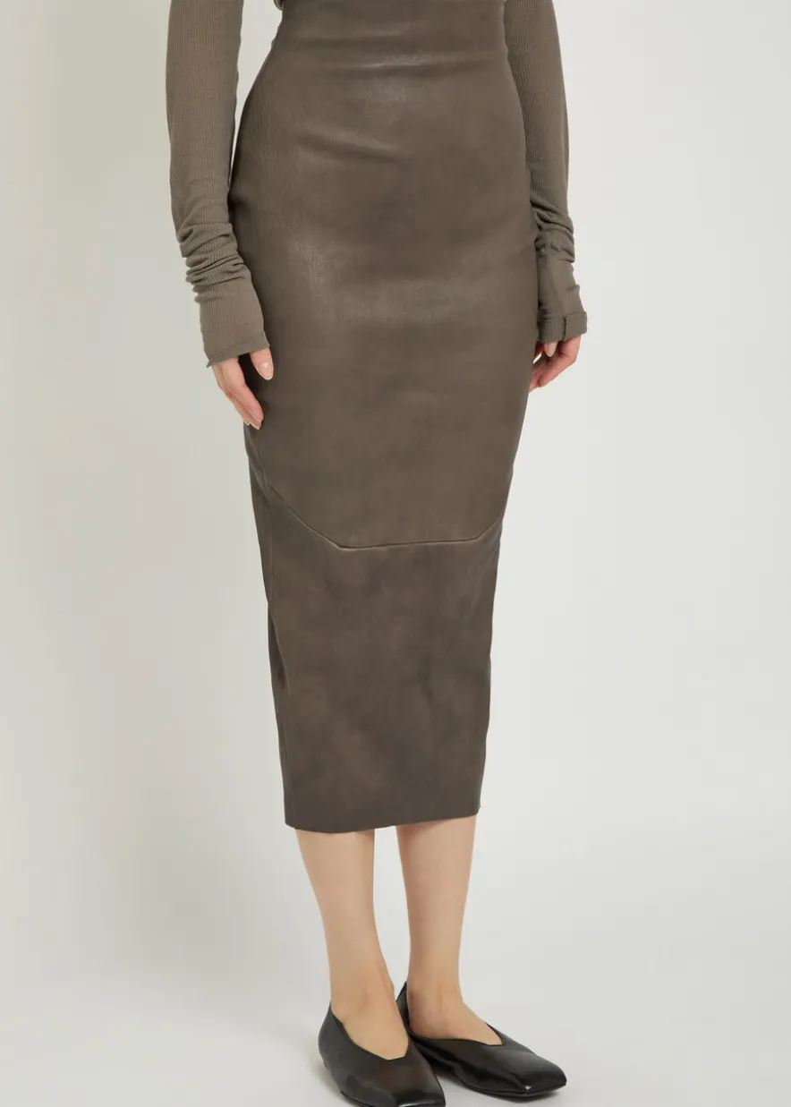 Leather-blend midi skirt