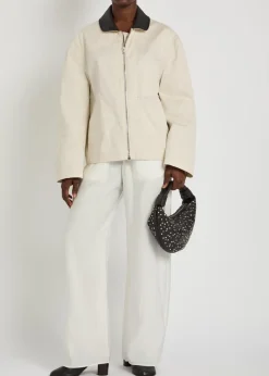 Leather collar cotton jacket