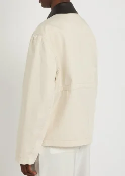 Leather collar cotton jacket