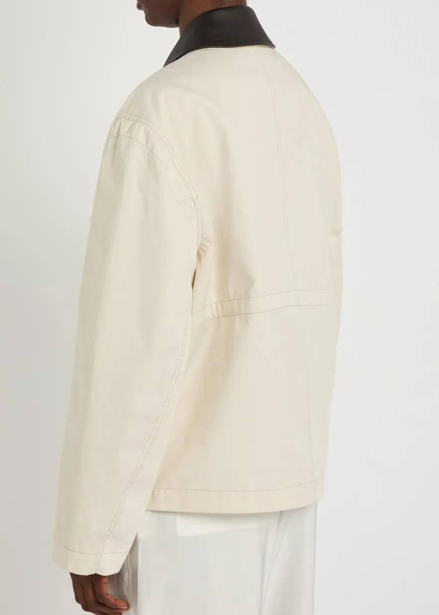 Leather collar cotton jacket