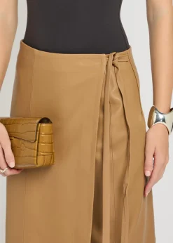 Leather maxi wrap skirt