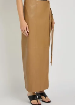 Leather maxi wrap skirt