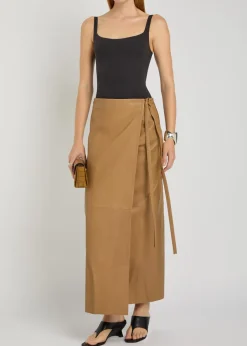 Leather maxi wrap skirt