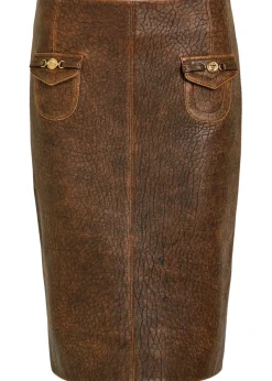 Leather midi skirt