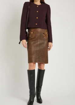 Leather midi skirt