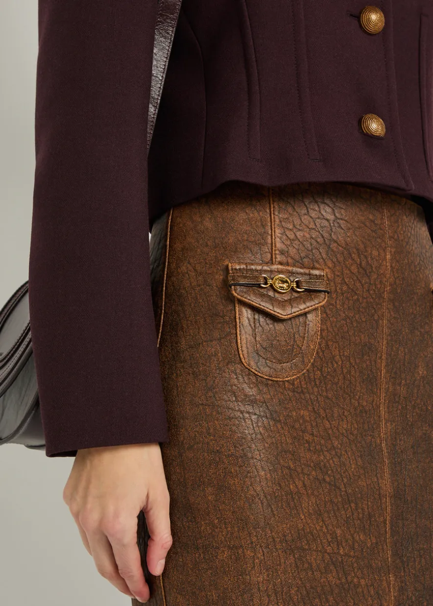 Leather midi skirt