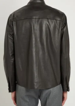 Leather overshirt jacket