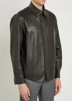 Leather overshirt jacket