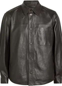 Leather overshirt jacket