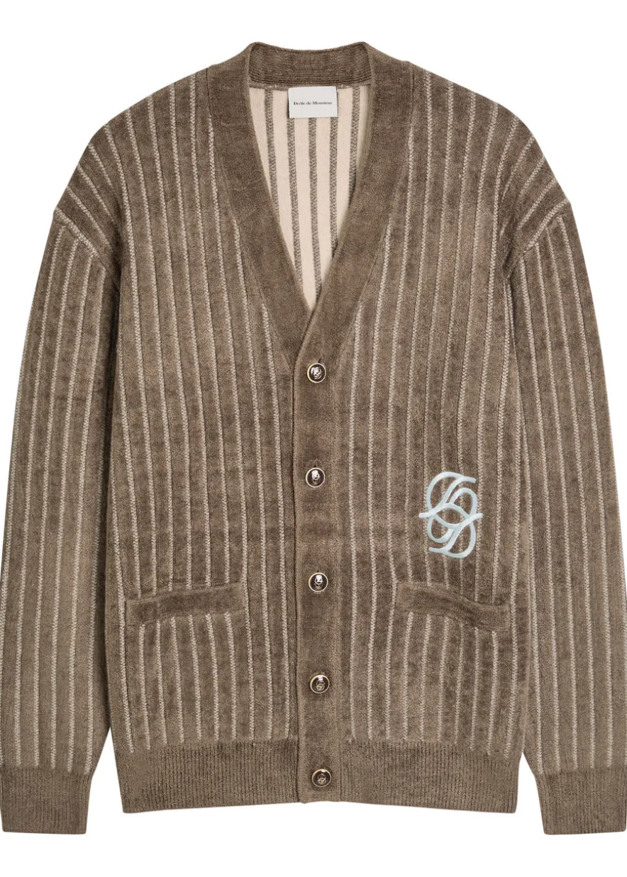 Le Cardigan Monogramme striped terry cardigan