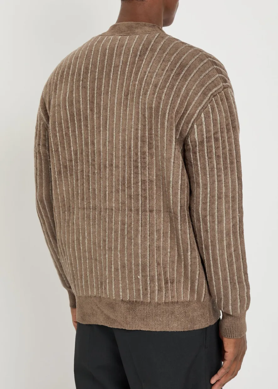 Le Cardigan Monogramme striped terry cardigan