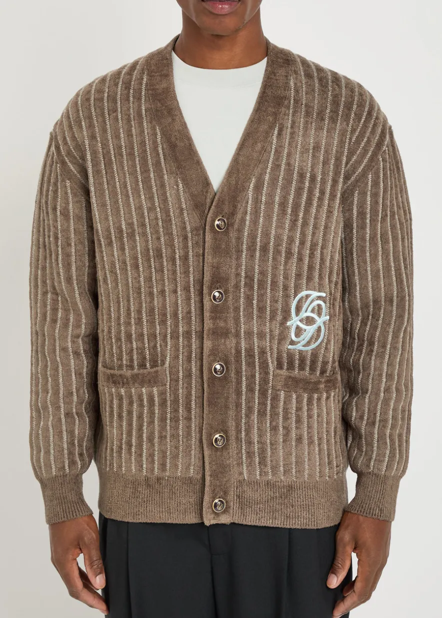 Le Cardigan Monogramme striped terry cardigan