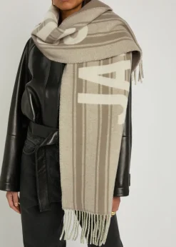 L'echarpe logo fringed wool scarf