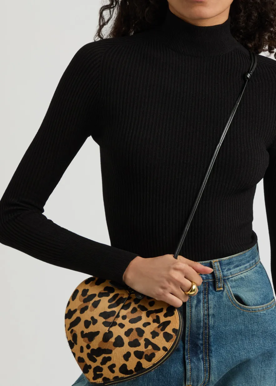 Le Coeur leopard-print calf hair crossbody bag