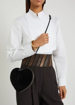 Le Coeur shearling cross-body bag