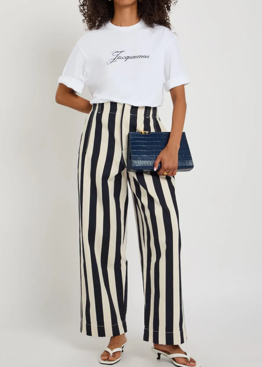 Le de-Nîmes Parasol striped denim trousers