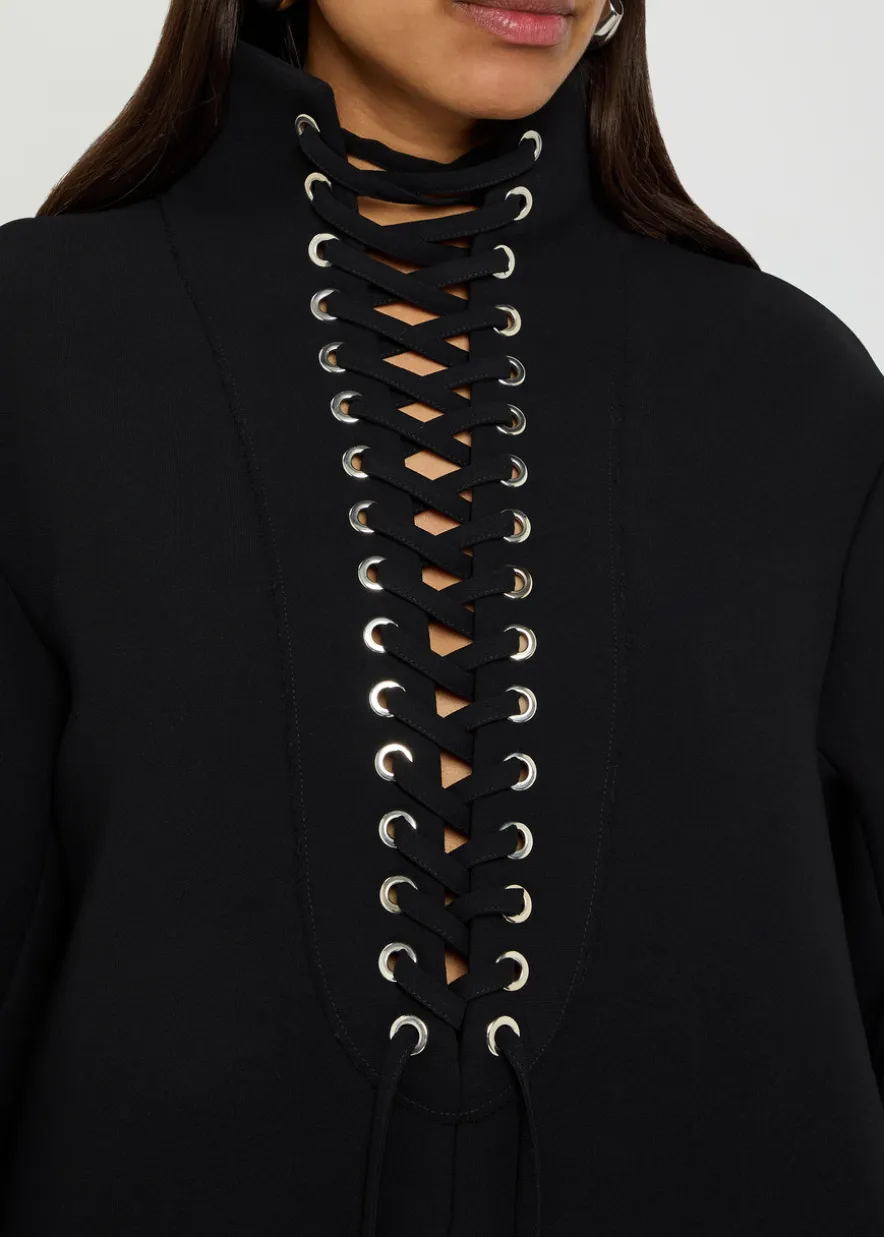 Lee lace-up crepe mini dress