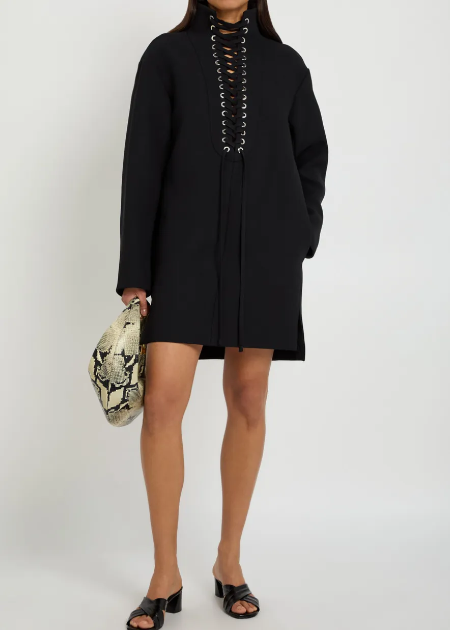 Lee lace-up crepe mini dress