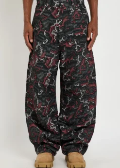 Leggenda patterned barrel-leg cotton trousers